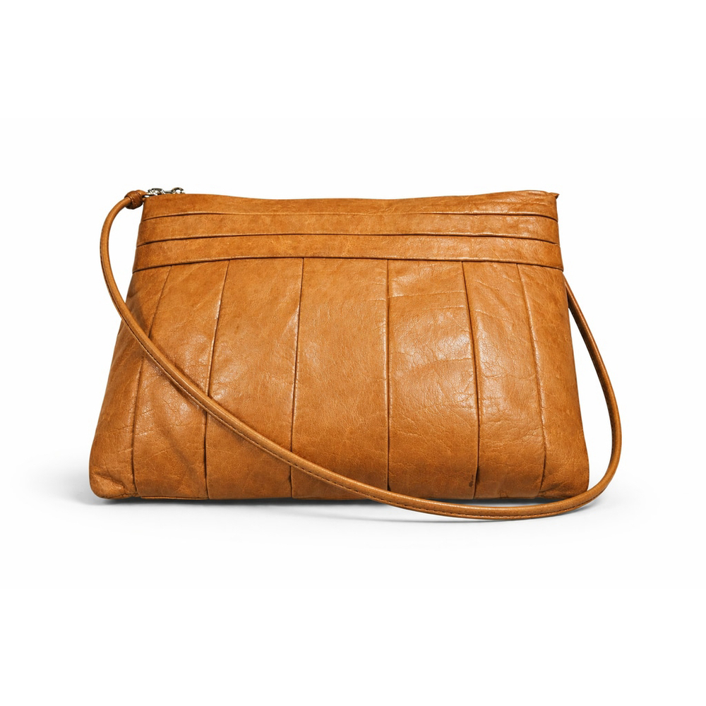 Vintage Y2K Gianni Bini Cognac Tan Leather Clutch Shoulder Bag Stud Detail Purse - Picture 2 of 11